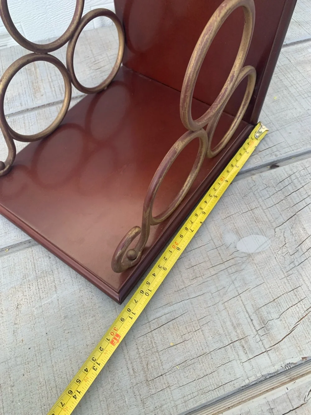 Vintage The Bombay Company Brass Scroll 4 Bottle Wine Rack Tabletop Holder Decor